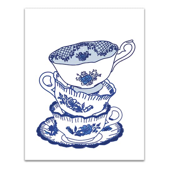 Tea Cups Stacked 11" x 14" Canvas Wall Art